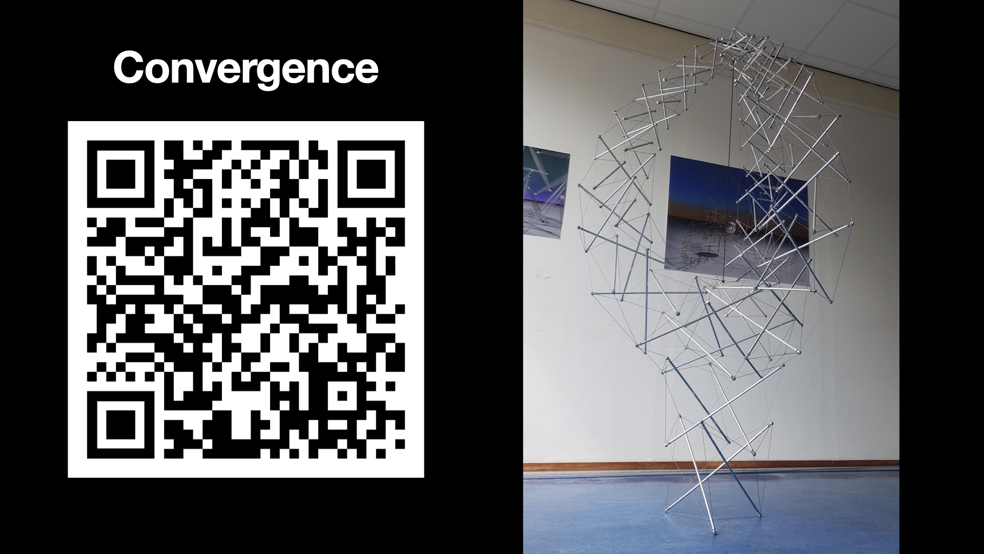 Convergence — a tensegrity sculpture in growth and reconnection.