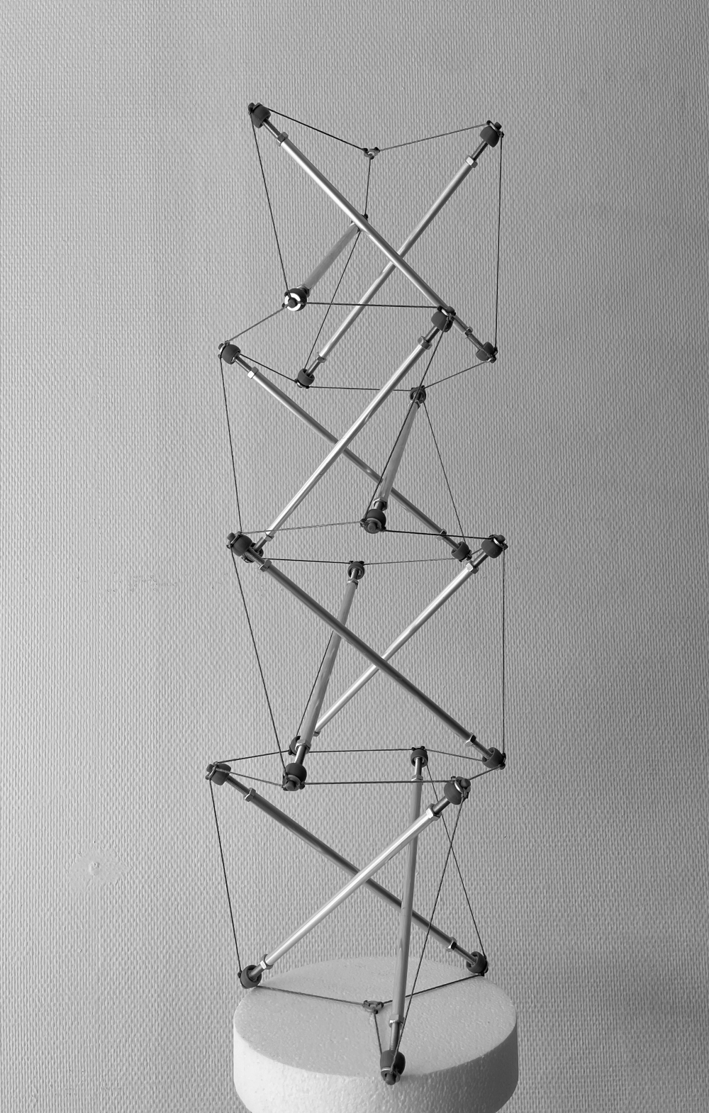 A tensegrity sculpture in progress.